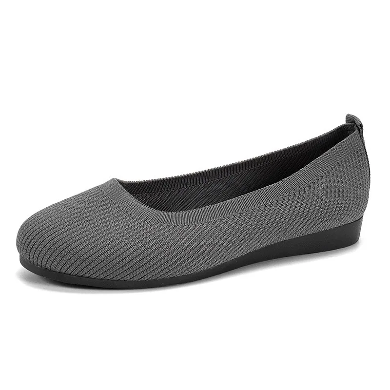 2024 Summer New Breathable Elastic Knitting Flats Slip on Shoes for Women  Soft   Lightweight Casual Mom Shoes