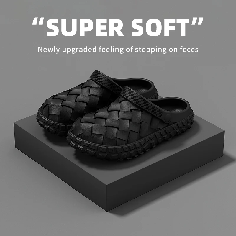Cave Shoes for Men in Summer, anti Slip and Breathable for Driving, Suitable for Both Casual and Woven Toe Caps, Cool Slippers
