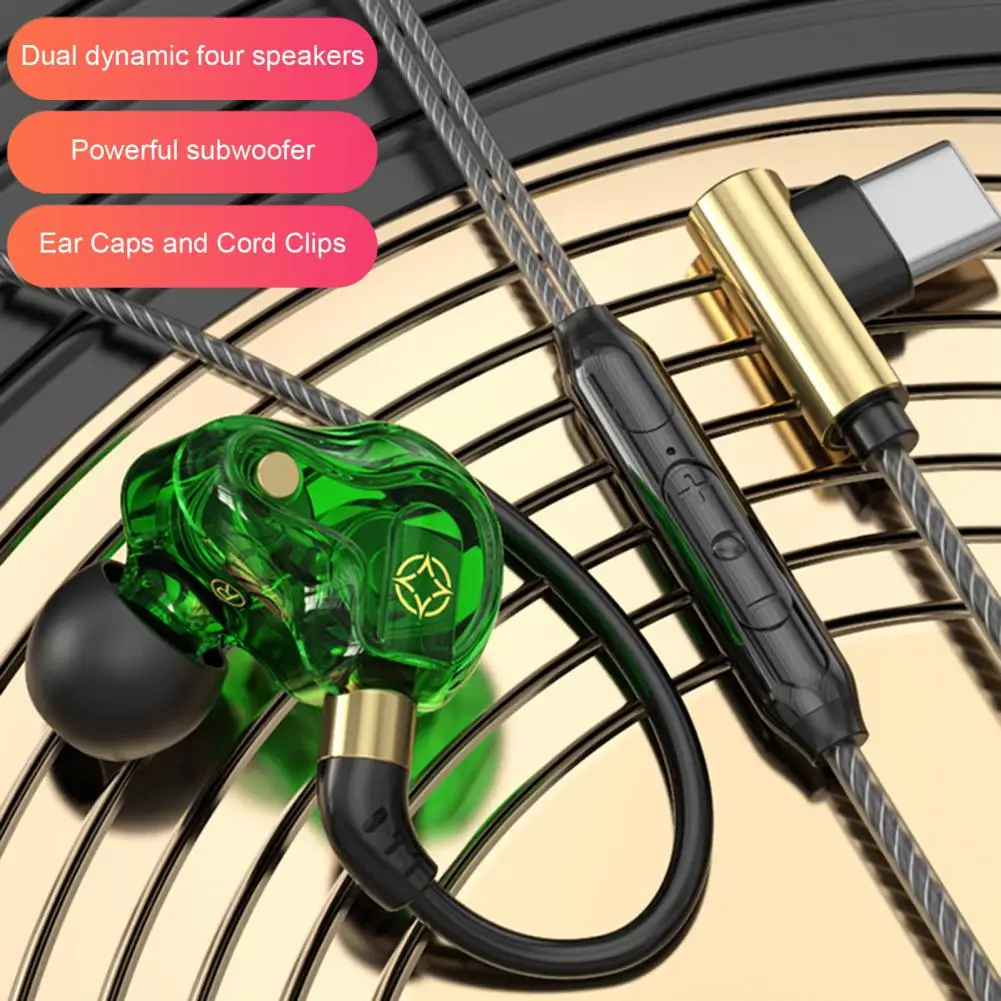 3.5mm Gold-plated Plug Headphone High-quality Wired Headphones with Microphone for Music Calls Sports Quad Core 8mm Dynamic