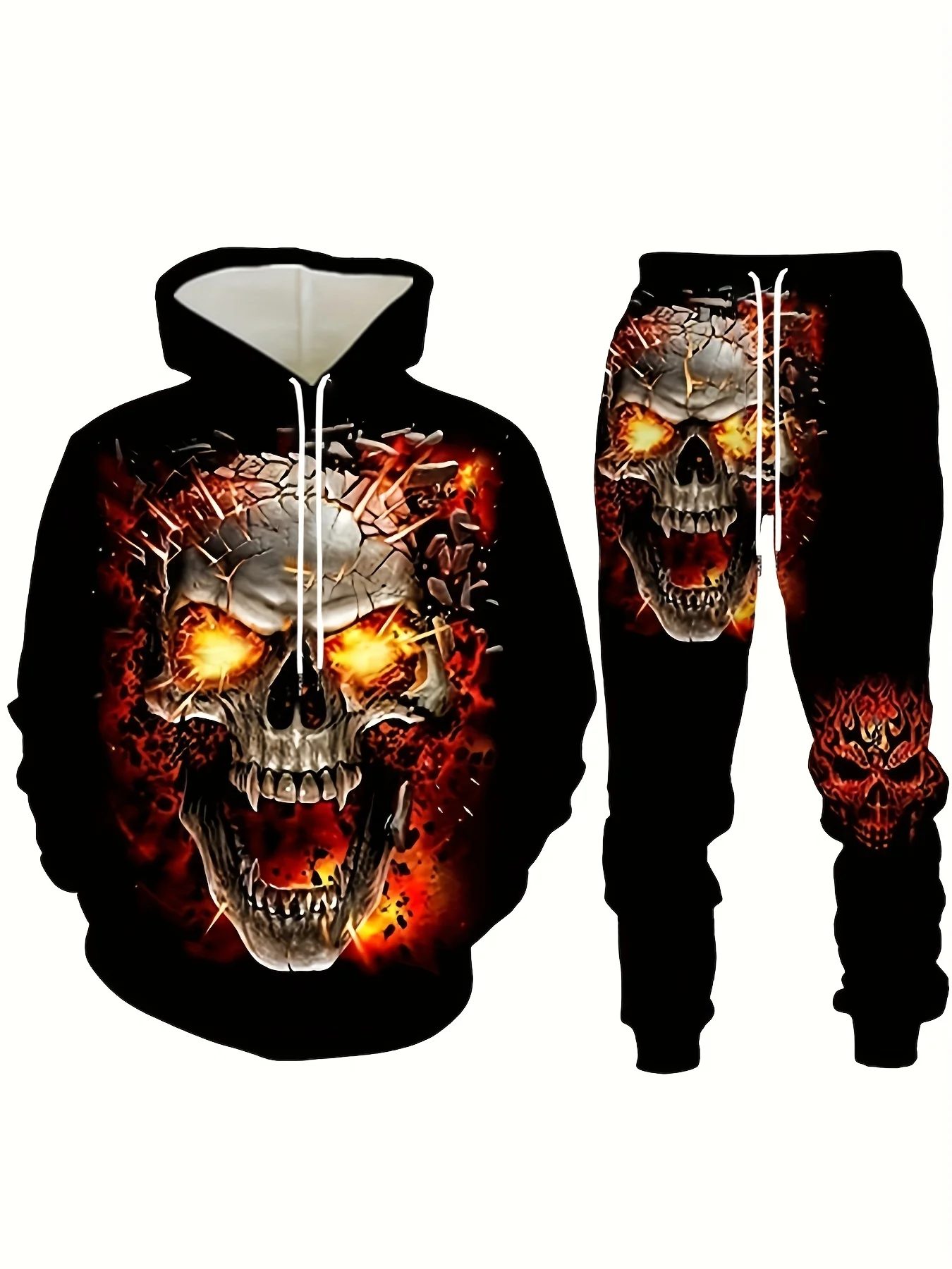 

25-26 Winter/Autumn Hoodie and Sweatpants Set Fashionable Streetwear and Home Style Classic Fanshion Skull 3D Printing Clothes