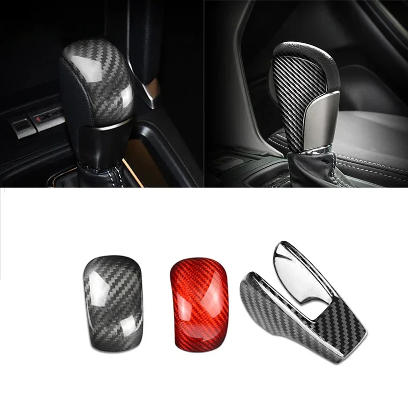 

For SUBARU Forester Real Hard Dry Carbon Fiber Interior Gear Shift Knob Cover Trim Handle Sleeve Buttons Cover Sticker 2013-2018