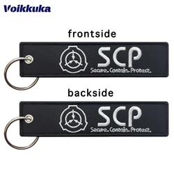 1Pc 2Pcs 3Pcs Set Sale SCP Foundation Logo Keychain Both Sides Embroidery Patterns Motorcycle Tag Key Accessories Wholesale