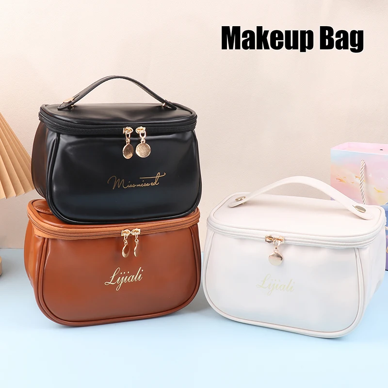 Cute PU Makeup Bag For Women Toiletries Organizer Waterproof Travel Make Up Pouch Female Large Capacity Portable Cosmetic Case