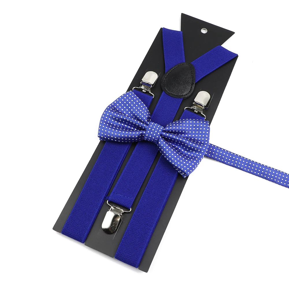 Men's Kids Solid Color Suspender Bowtie Set