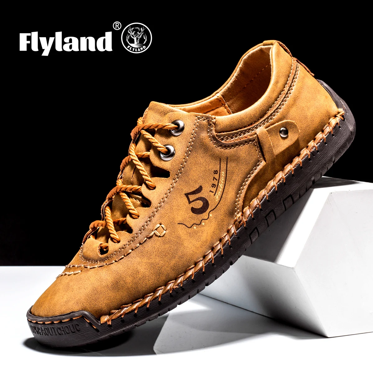 FLYLAND Classical Men\'s Leather Loafers Vintage Hand Stitching Oxfords Chukka Boots Ankle Boots Casual Daily Work Office Shoes