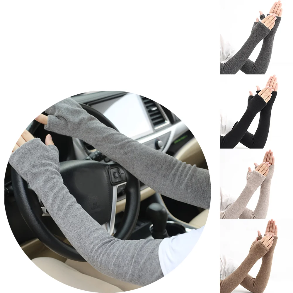 คุณภาพสูงแคชเมียร์แขนอุ่นหนายาวแขนปลอมตรงสไตล์ Finger Cuff สไตล์ Elbow Guard Unisex