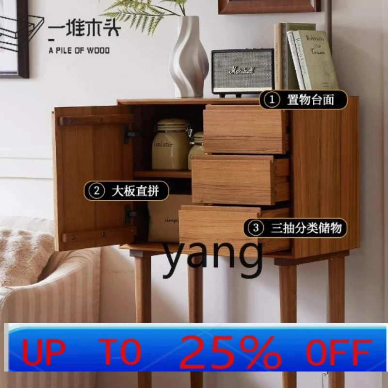 

LMMTeak High-Back Wall-Mounted Sideboard Living Room Vintage Sideboard All Solid Wood Storage Cabinet