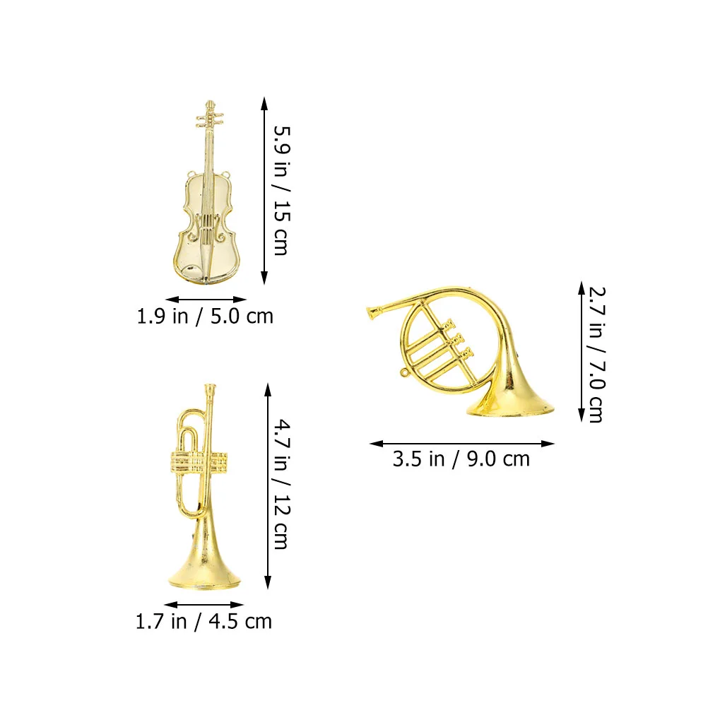 Árbol de Navidad en miniatura, instrumento Musical, modelo de mesa, adornos de violín dorados para colgante DIY