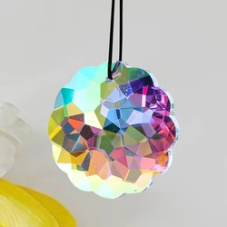 45mm Aurora AB Color Faceted Prism Mandala Sunflowers Glass Crystal Pendant Rainbow Sun Catcher Chandelier Lamps Dangle Parts