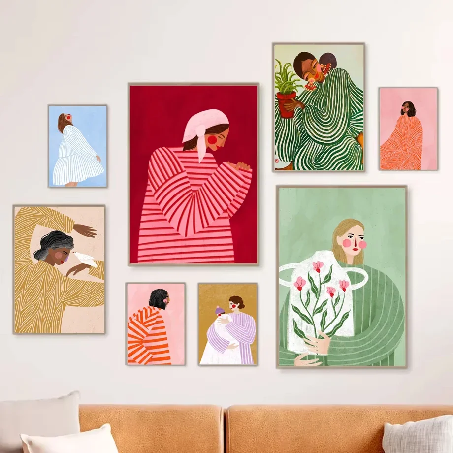 Mode Retro Lange Haare Mädchen Kunst Poster Abstrakte Avantgarde Mädchen Wohnheim Zimmer Leinwand Malerei Schlafzimmer Dekorative Wand Kunst