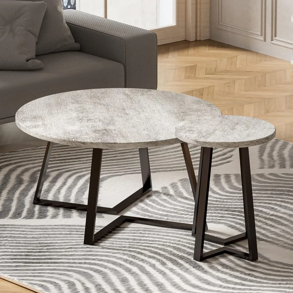 Table Basse Circulaire de Service pour Salon, Meuble de Salle à Manger, Rangement Latéral Caché, Table Centrale