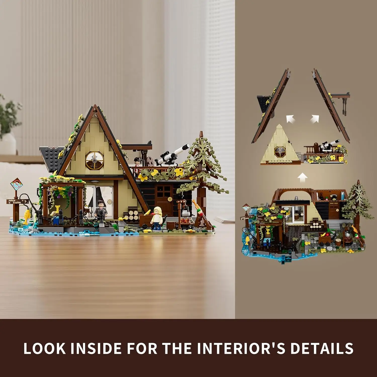 A-frame cabineverlichting bouwstenen set - 2061-delige bouwbouwset voor volwassenen voor volwassenen en tieners