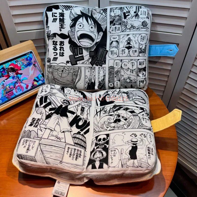 One Piece Book Shaped Base Openable Plush Pillow Japan Limited Luffy Zoro Anime Themed Decorative Cushion Anime Doll Toys Gifts Sneakatelier