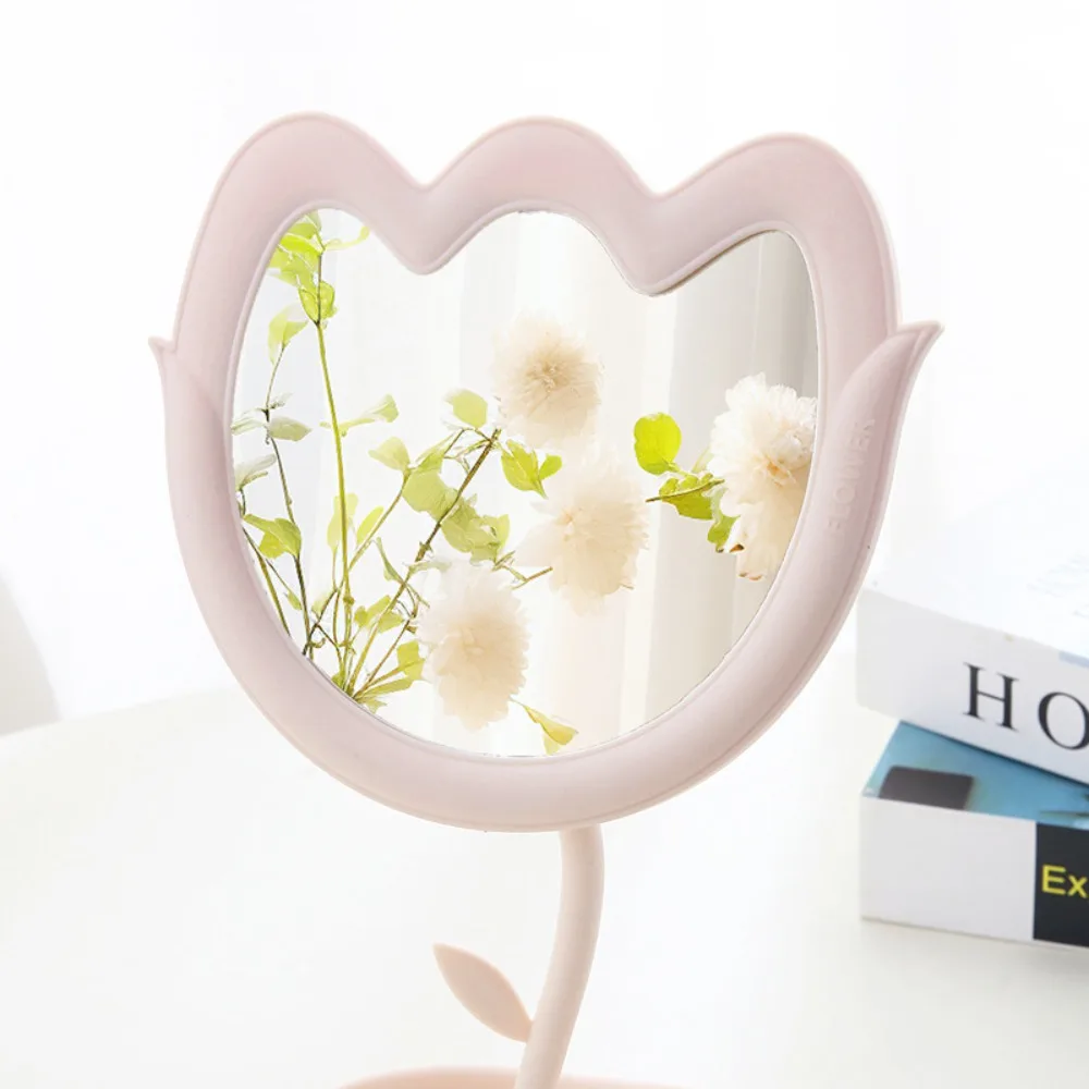 Cute Tulip Shaped Dressing Mirror Detachable High-definition Desktop Makeup Mirror Flower Classic Table Mirror Bedroom