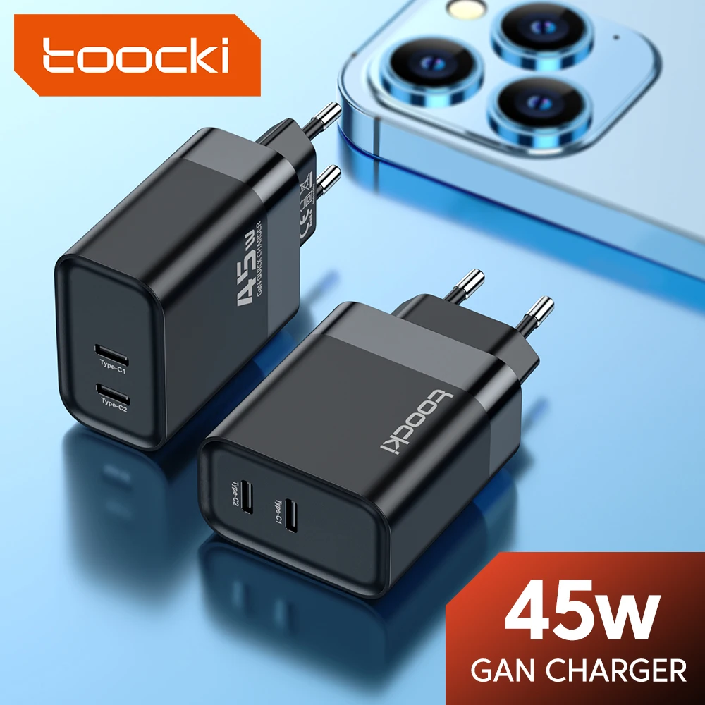 Toocki GaN 45W USB Charger PD QC 3.0 Fast Charger Quick Charger For iPhone 16 15 14 Pro Travel Phone Charger for Samsung S24 S23