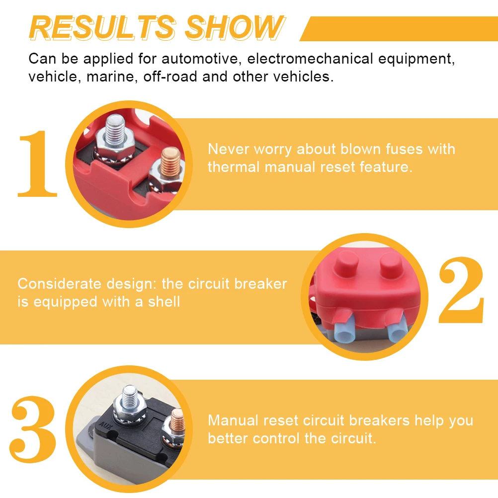 

1 set 1 Set 50A 12V 24V Manual Reset Circuit Bolt Type Cover Corrosion Resistant Insulated Automotive Marine Dc Breaker For Boat