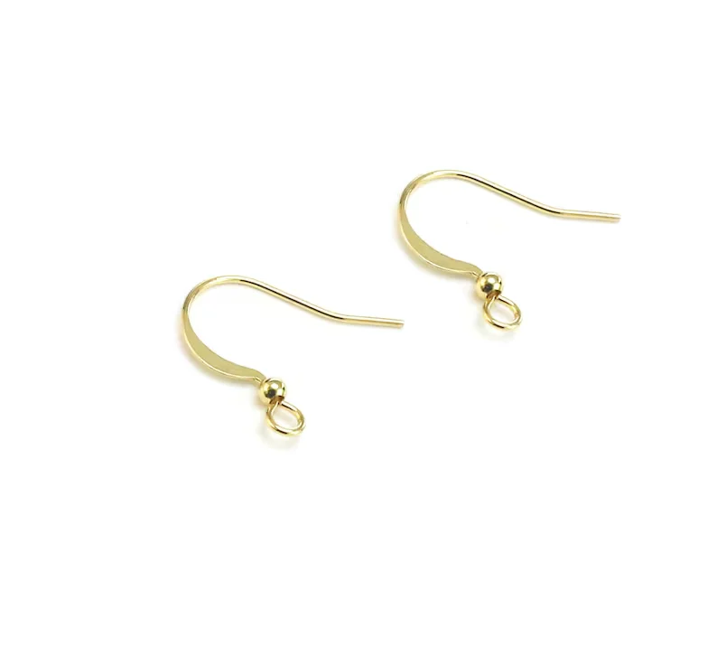 20pcs Simple Earring Wires, Gold Beads Earring Hooks, Ear Wires, Jewelry making, 17.5x16.3mm, Real gold plated - GH901