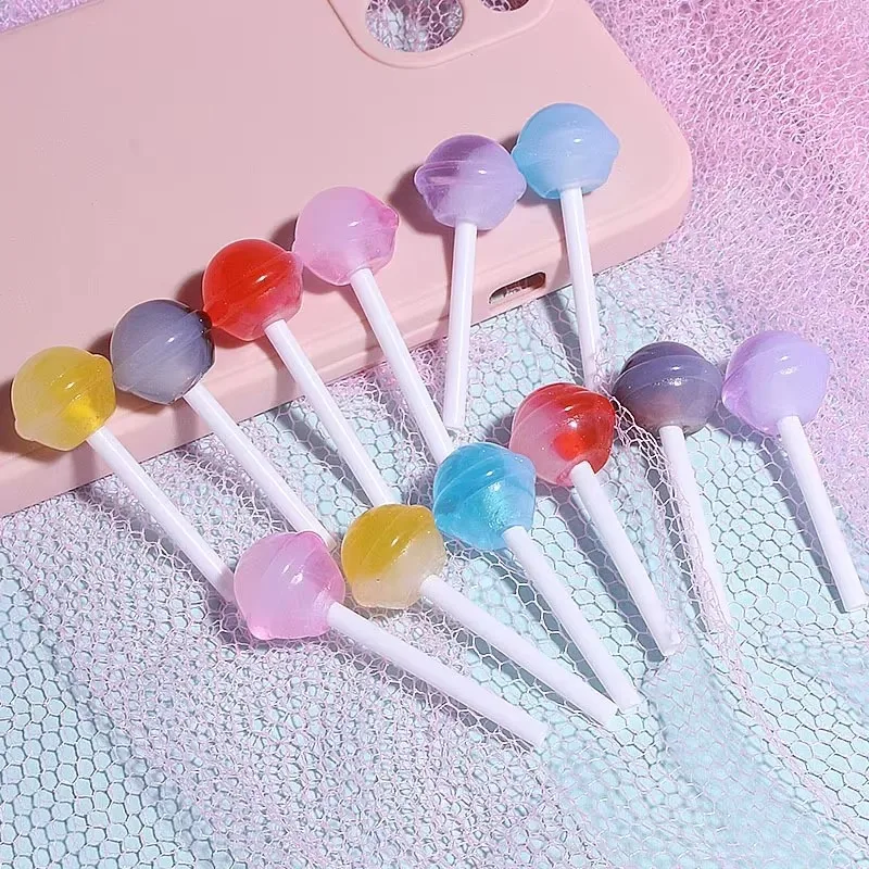 10pcs Resin Cute 3D Lollipop Decor Cream Gel Mobile Phone Case Accessories for Keychain Earring,Scrapbooking,DIY Making,Necklace