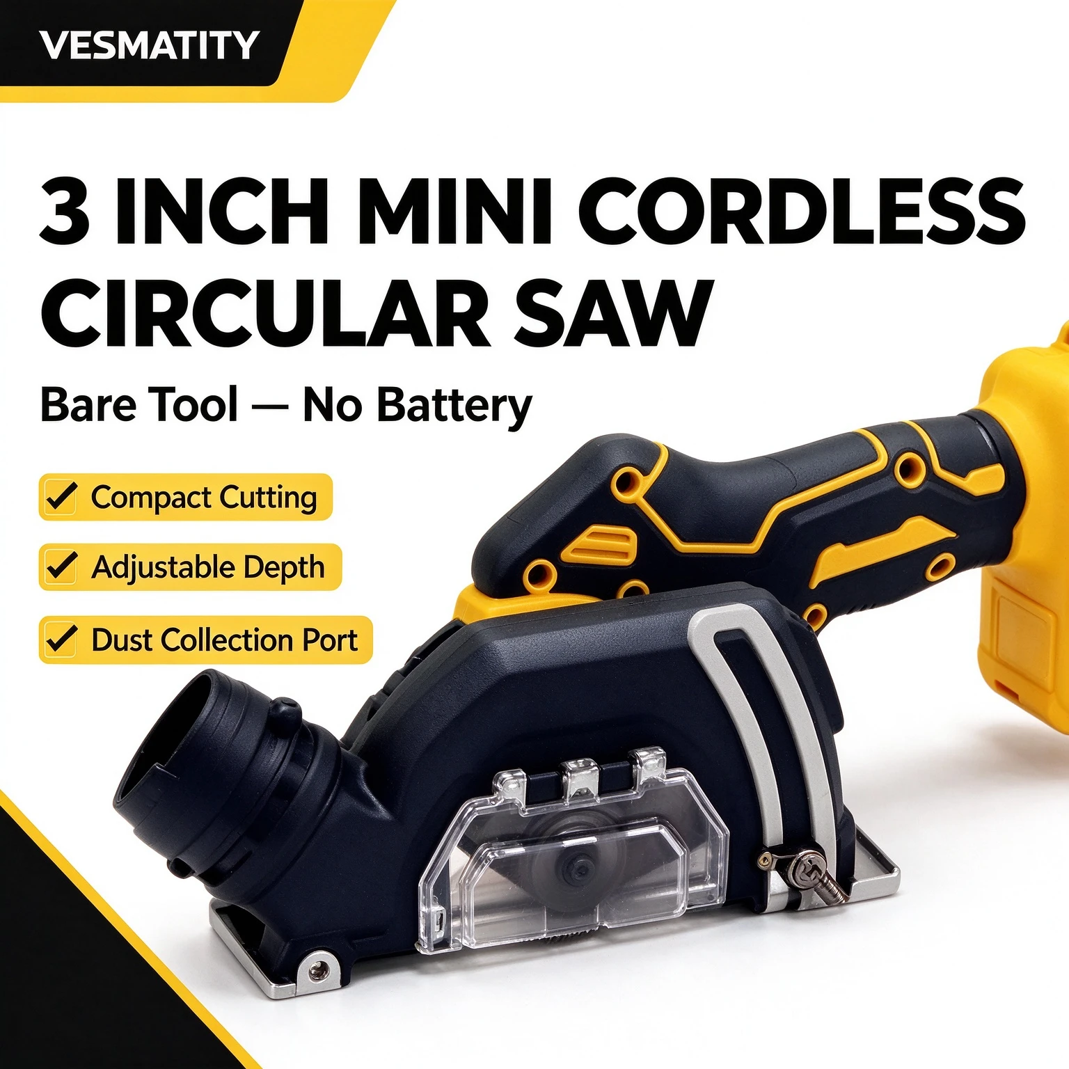 3 Inch Cordless Cut Off Tool, Mini Electric Circular Saw Portable Power Cutting Saw 20V Battery, Bare Tool Only, No Battery