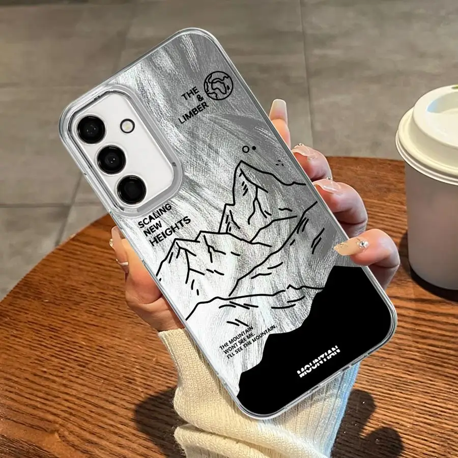 Cartoon Mountain Road Moto Nero Soft Shell Cassa Del Telefono per Samsung Galaxy A51 A52 A26 A55 A21s A35 A36 A15 A16 A23 A13