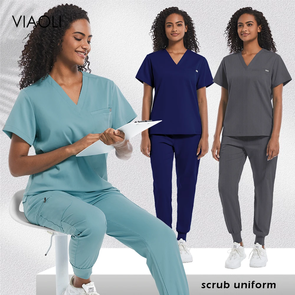 

Medical Scrubs Doctors Nurses Working Clothes Female Scrub Nursing Uniform Man Jogger Set Uniforme Estheticienne Medical Uniform