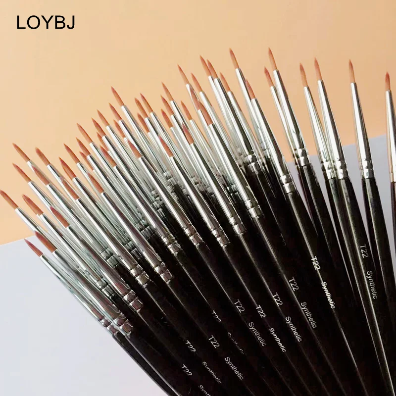 LOYBJ 10/20/50/100pcs T22 Makeup Brushes Set Sythetic Hair Eyeliner Brush Tear Groove Concealer Fine Eye Liner Cosmetic Brush