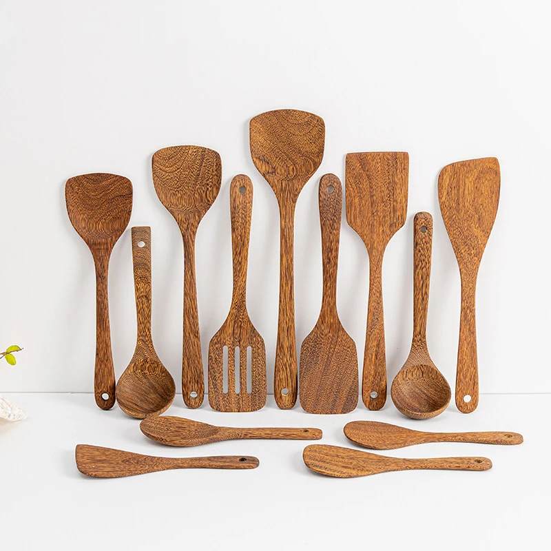 Natural Wooden Tableware Wooden Spoon Soup Skimmer Cooking Spoon Spatula Long Colander Dinner Home Cookware