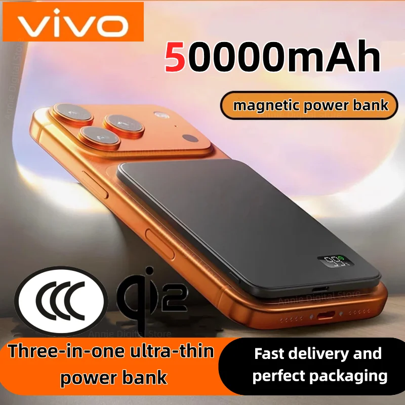 VIVO 50000mAh banco de energía inalámbrico magnético PD22.5W batería externa de carga rápida portátil para Magsafe para iPhone Samsung Xiaomi
