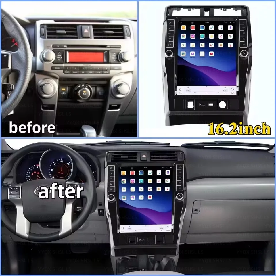 

16,2-дюймовый автомобильный мультимедийный центр Android для Toyota 4Runner 2009-2023: автомагнитола, GPS-навигация, стереосистема