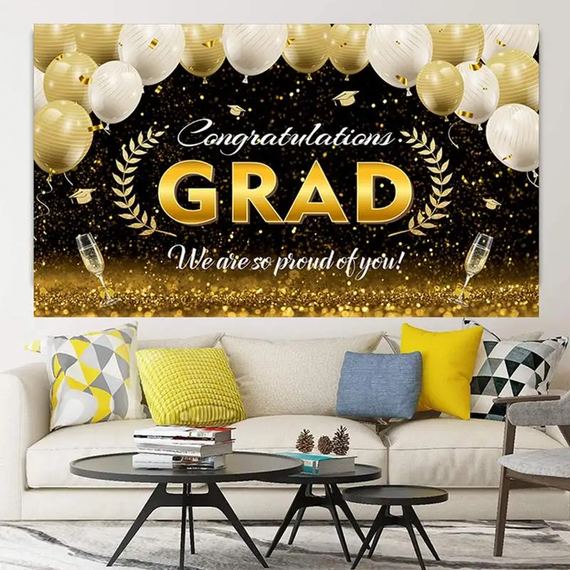 Congrats Grad Banner Waterproof Graduation Photo Backdrop Booth & Background Non-fade Graduation Banners Congrats Grad Party