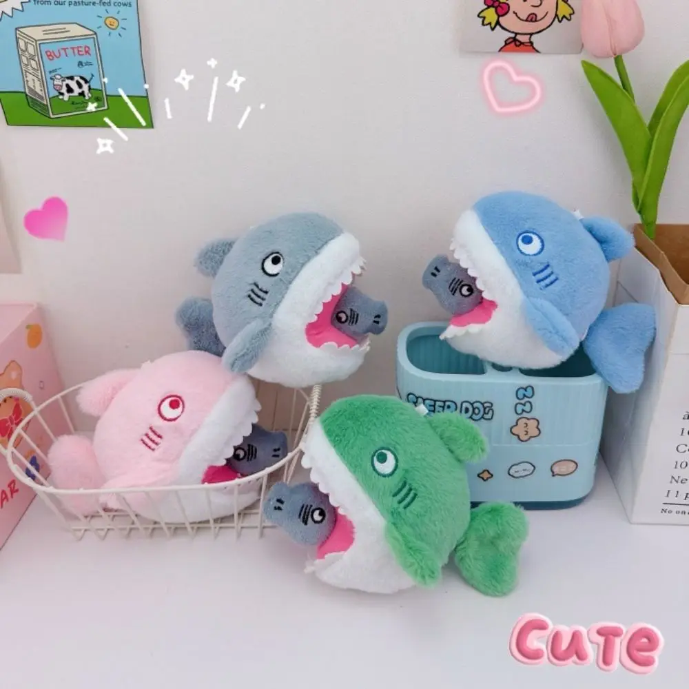 Cartoon Shark Blue Shark Plush Keychains Stuffed Doll Simulation Blue Shark Pendant Soft Stuffed Animal Plush Shark Keyring
