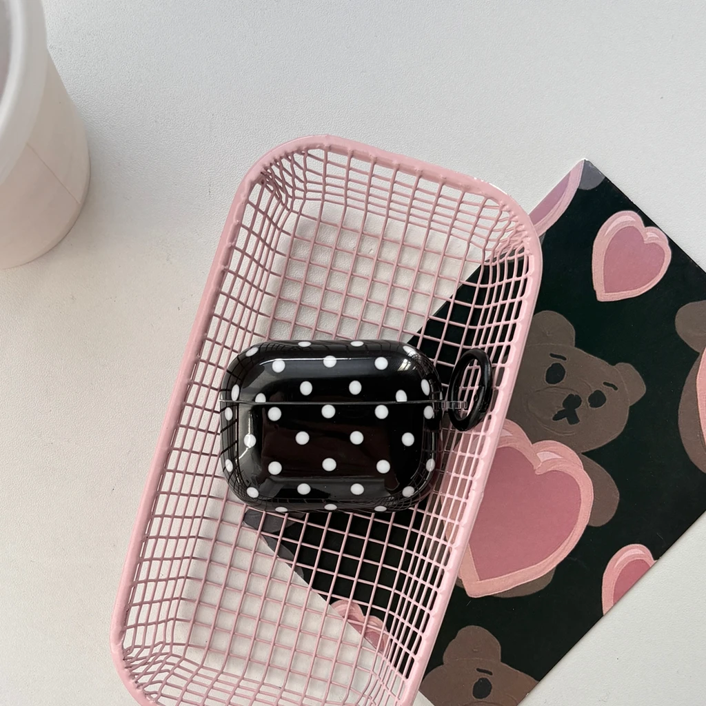 سيمبلي لون الاصطدام أسود أبيض موجة نقطة لصق هوك حقيبة سماعة الاذن غطاء ل AirPods 1 أو 2 3 4 Pro 2 Pro 3