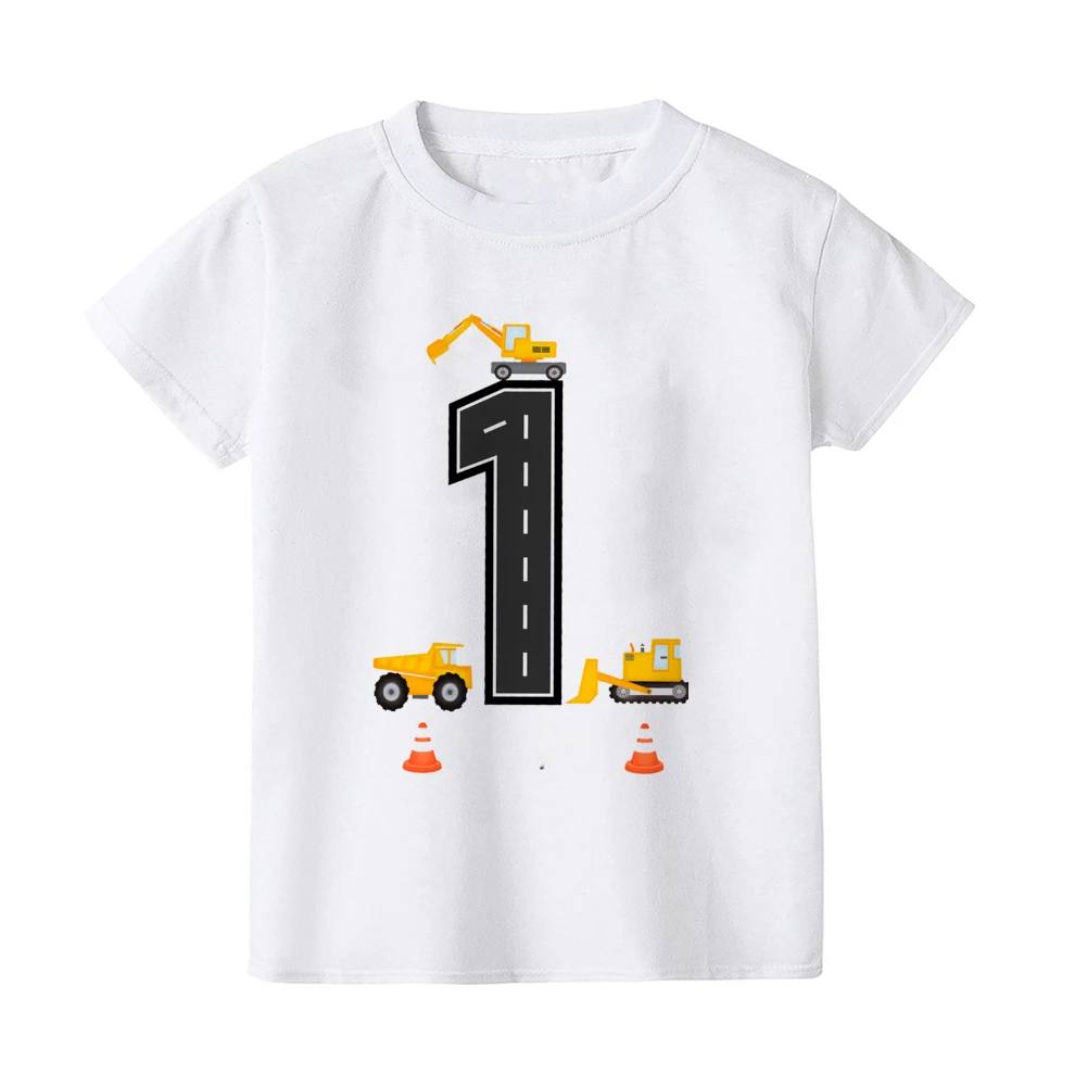 Personalized Construction Birthday Shirt Boy Clothes Custom Name Kid Vehicle Cotton Tshirt Birthday Party Gift Children Shirts