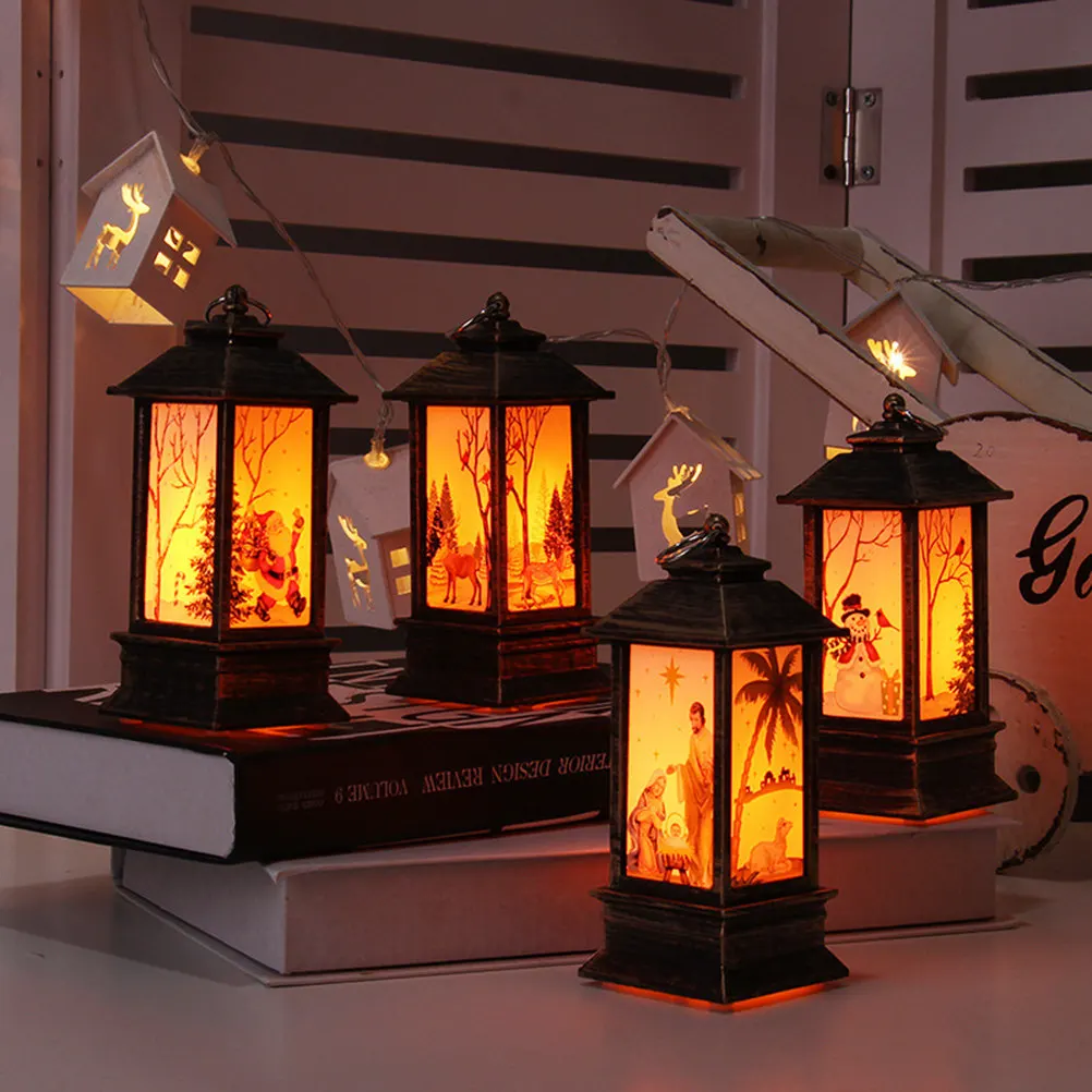 

Christmas Lantern Led Decorative Lamp Windproof Portable Tabletop Desktop Decor For Indoor Outdoor Use Red Santa