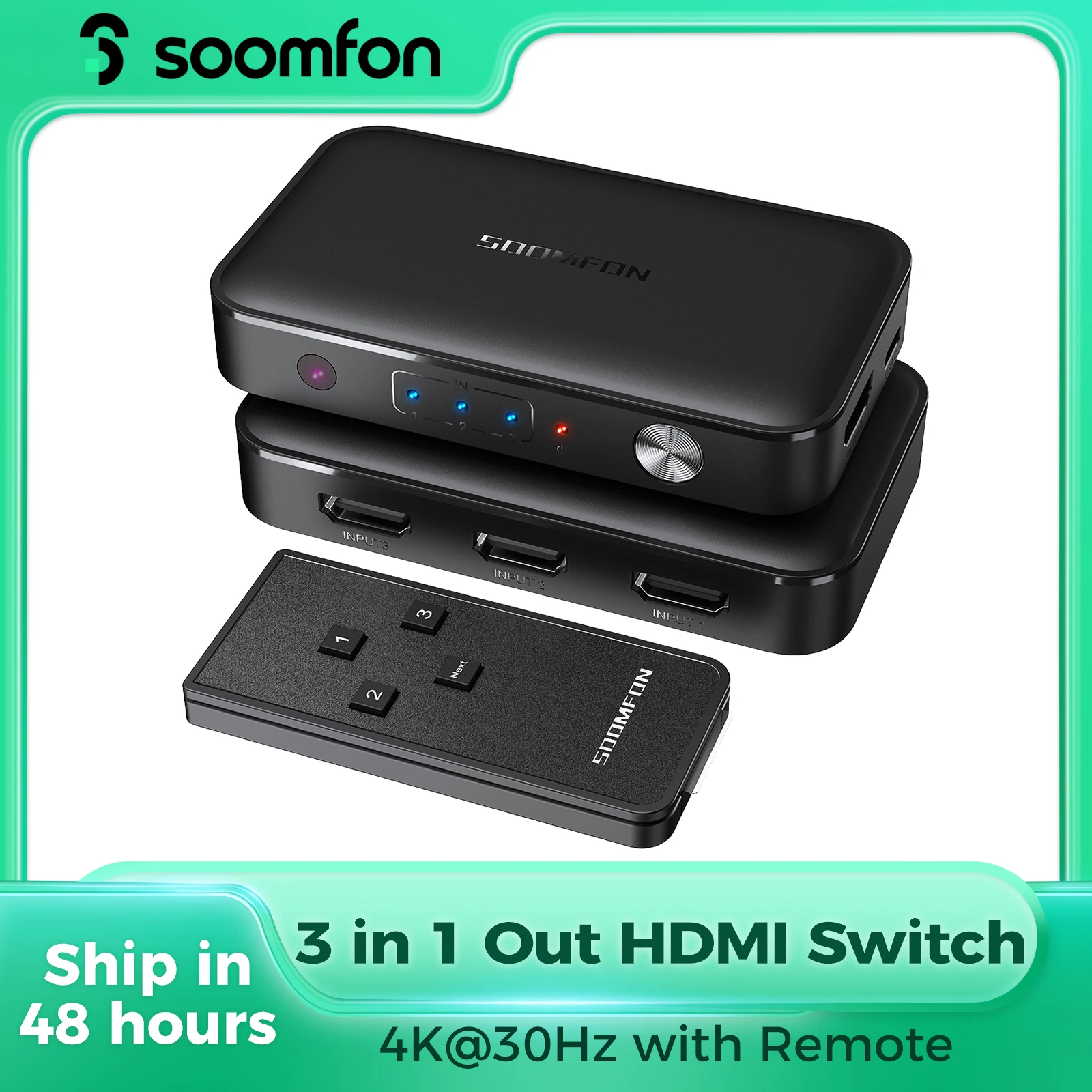 SOOMFON 4K HDMI переключатель 3 в 1 4K @ 30 Гц переключатель с ИК-пультом дистанционного управления аудио видео конвертер для ТВ приставки PS4/5 PC Xbox