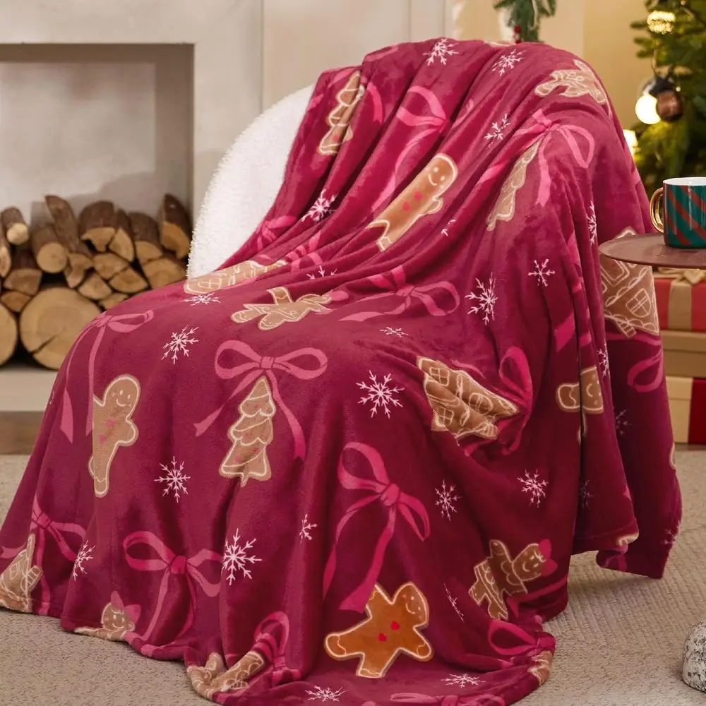 

Cozy Red Gingerbread Christmas Blanket, 50x60 Inches, Perfect Decor Gift for Women