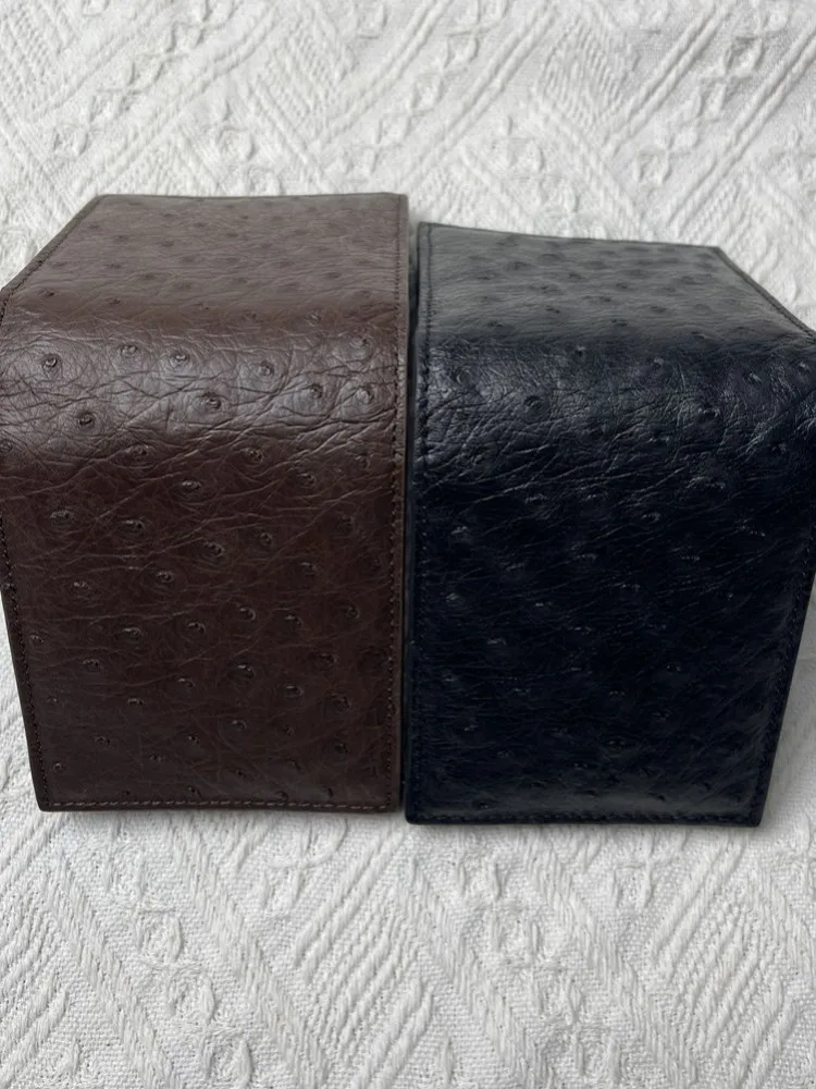Mens Classic Solid Color Vintage Ostrich Skin Genuine Leather Short Wallet New Business Casual Office Men Card Holder Purse - view 6
