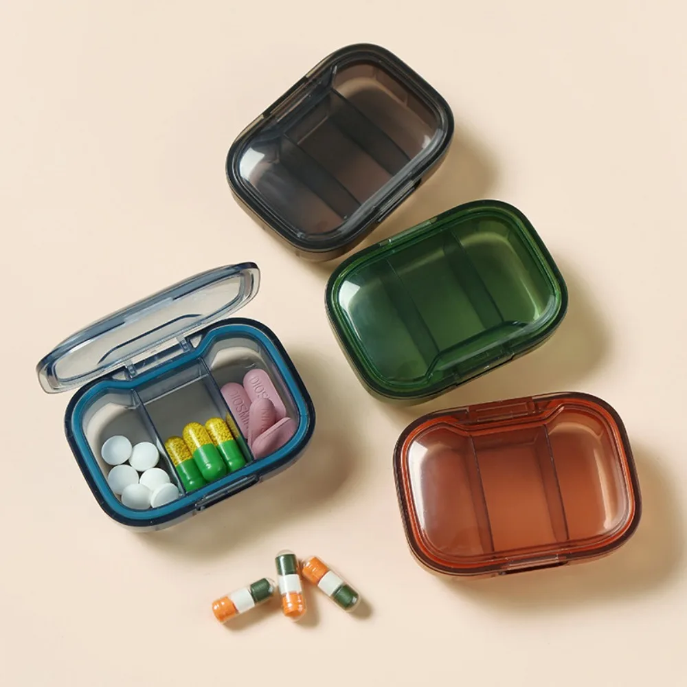 

Sealed 3-Grid Portable Pill Box Reusable Dustproof Tablet Container Moisture Proof Ultra-Compact Daily Pill Case Travel