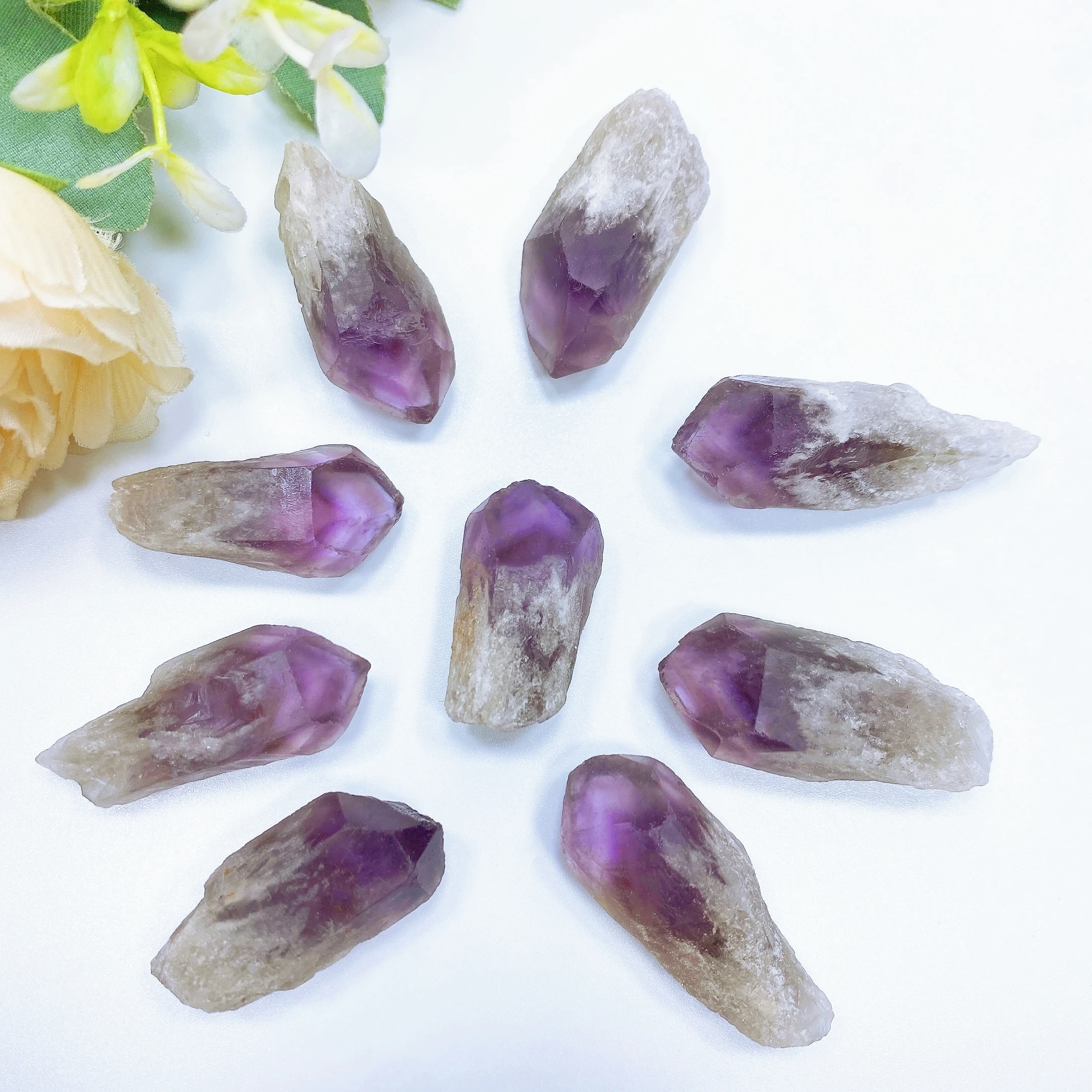 Natural Amethyst Raw Stone Point Mini Wand Healing Crystals DIY Jewelry Landscaping Home Fish Tank Decor Accessory Gift