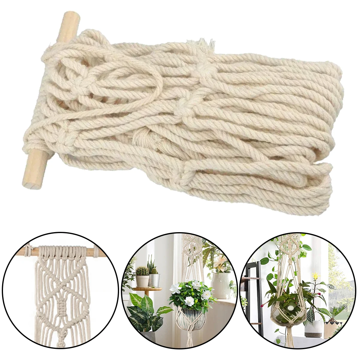 

1Pcs Useful Jute Rope Suspended Garden Planter Holder Retro Hanging Flower Pot Rack & Bracket, Ideal for Garden Plant Decor