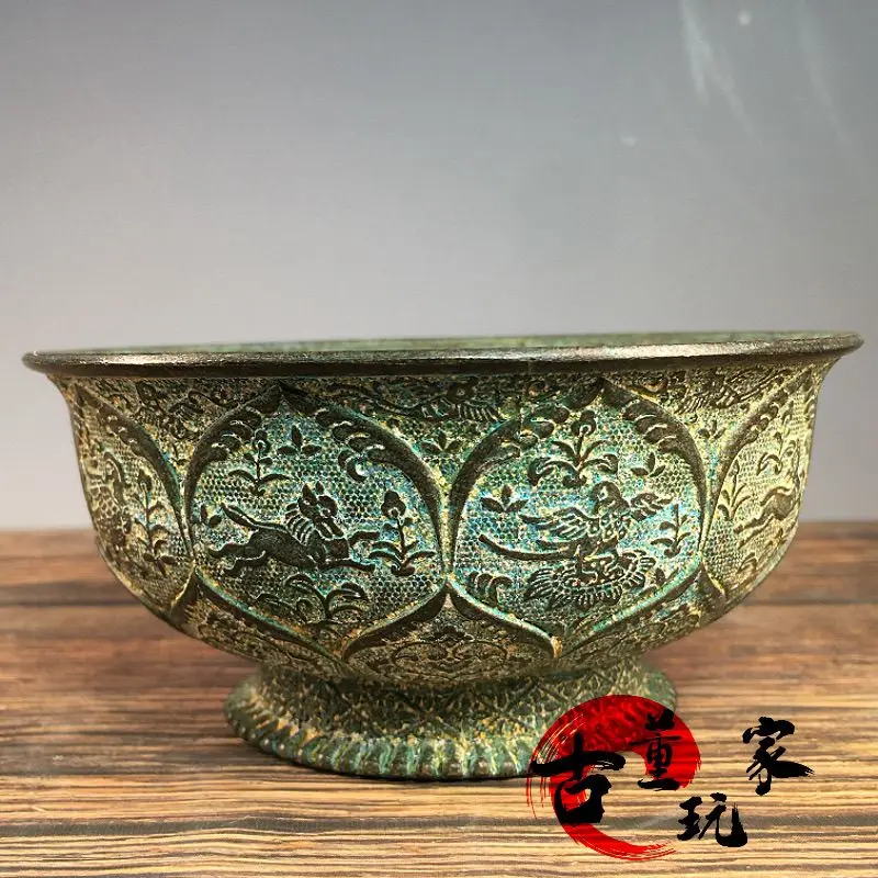 Retro Embossed Horse Bird Floral Motifs bowl Ornament Decoration Tea Pet Figurines Desk Decor Accessories