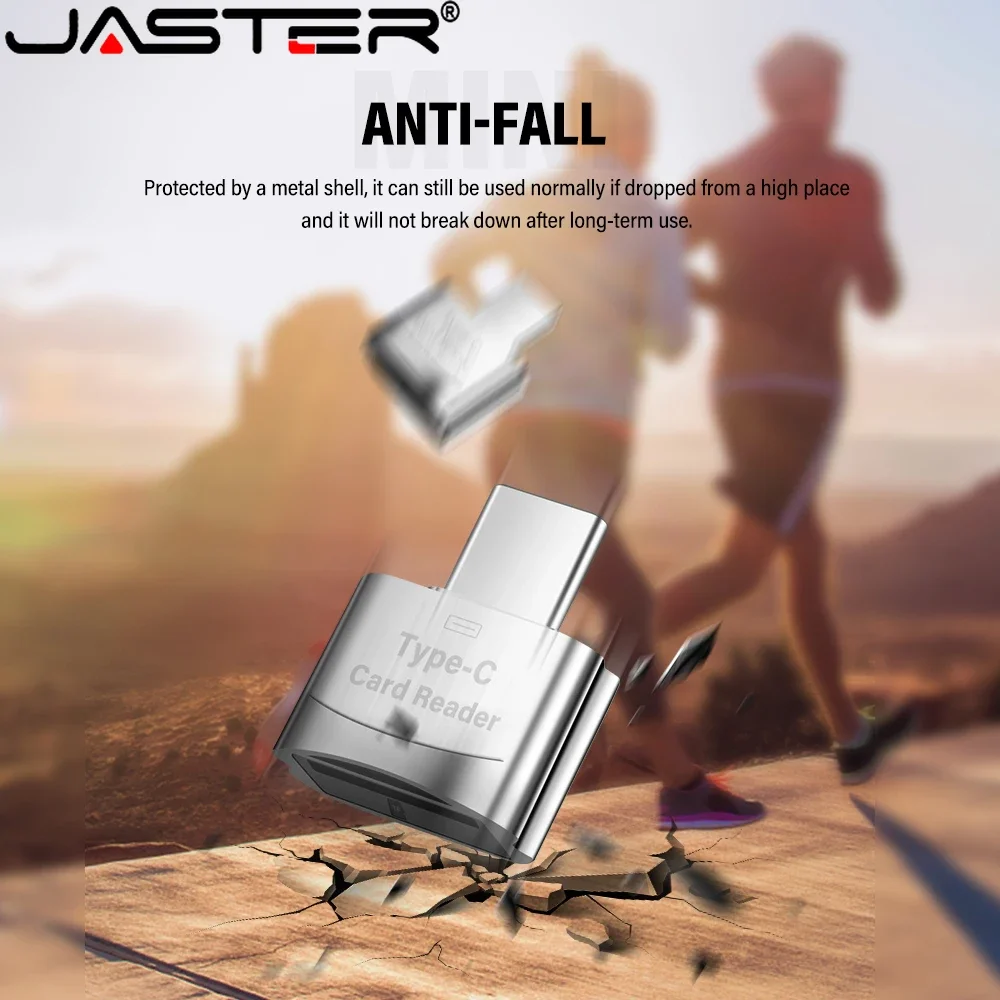 JASTER High Speed Metal Type-C Memory Stick Card Reader Silver Black Universal Card Reader Use for Mobile Phone Tablet Computer