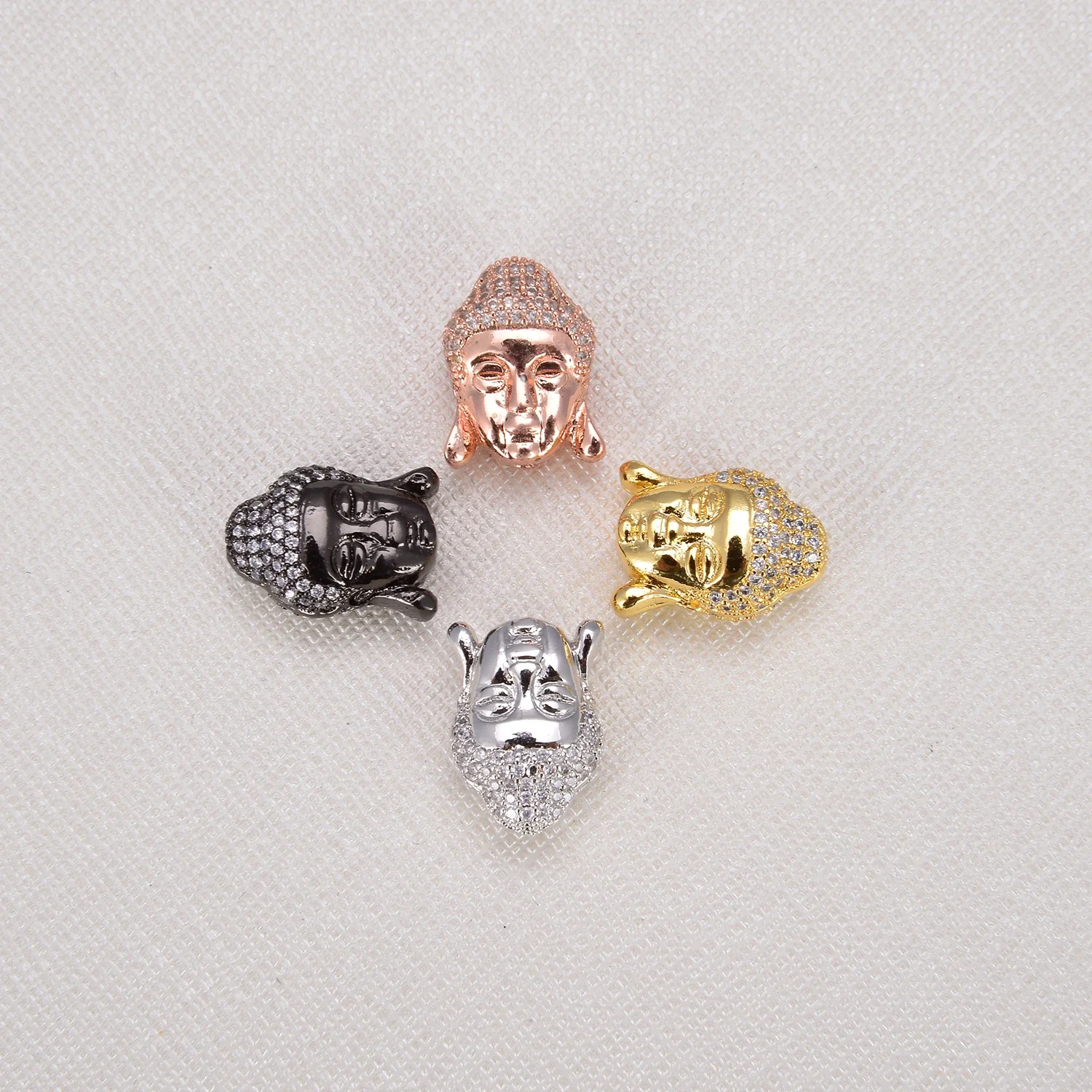 Beads for Necklace Bracelet Making Supplies Electroplating Inlaid Zircon Beaded DIY Jewelry Accessories Chanting Buddhism Buddha