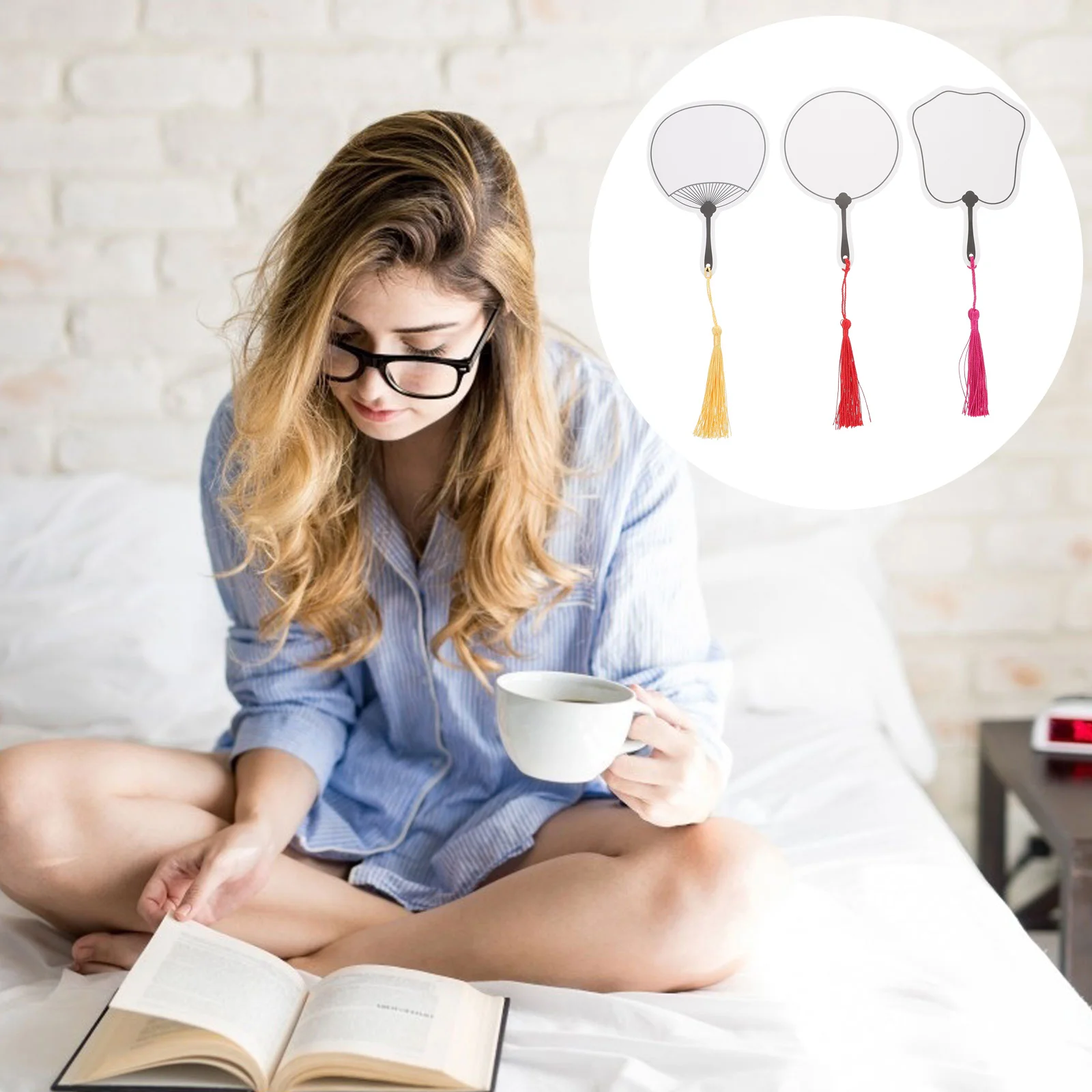 

12Pcs Tassel Fan Shaped DIY Blank Bookmarks Multipurpose Paper Bookmarks for Study Reading and Gifts Book Page DIY Marker