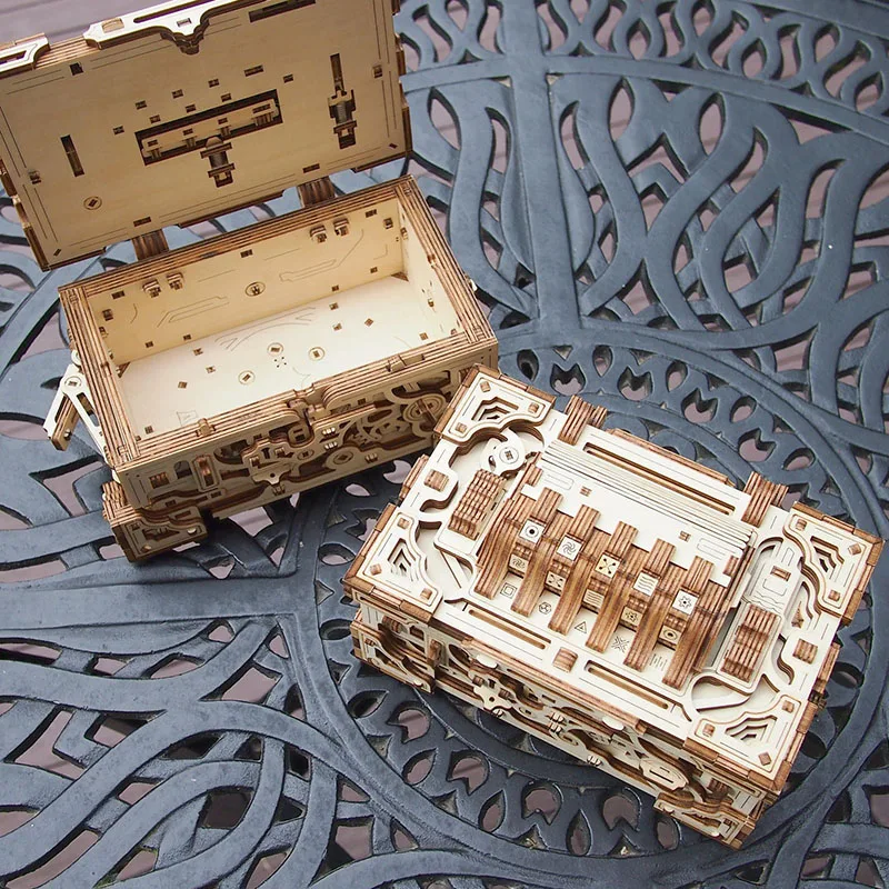 Handmade DIY Jewelry Organizer Box Wooden Mechanical Transmission Mechanism Jewelry Storage Boxes Creative Wedding Gift Boxes