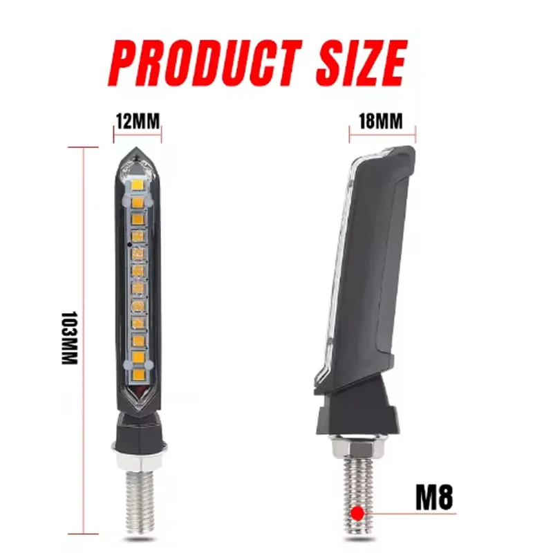 Motorcycle LED Turn Signal Light Directional Indicators Blinker Lights Amber Sequential Flowing Lamp For Honda Cafe Racer