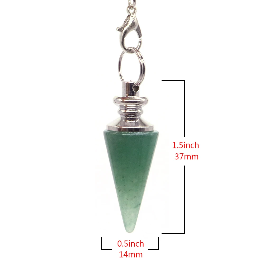 Natural Stone Conical Pendulum for Dowsing Spiritual Divination Healing Quartz Opalite Agate Jade Cone Pendants Necklace Jewelry