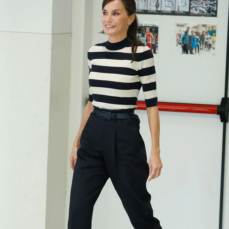 

Princess Stripe Knitted Cotton Slim Top And Long Trousers Set 47005
