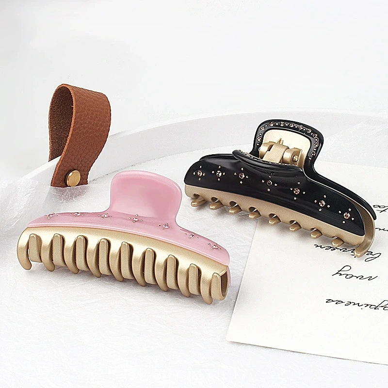 Luxury Women Acetate Shark Hair Claws High-end Rhinestone Inlay Elegant Hair Clips Ladies Hair Accessories
