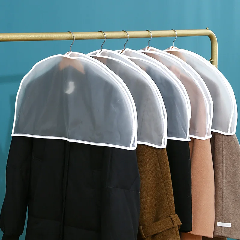 5pcs/set Clothing Hanging Dust Cover Dress Coat Windbreaker Coat Protective Sleeve Shoulder Transparent Storage Bag